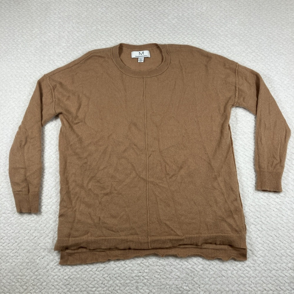Magaschoni Womens 100% Cashmere Sweater XS Sweater Tan Quiet Luxury Minimalist